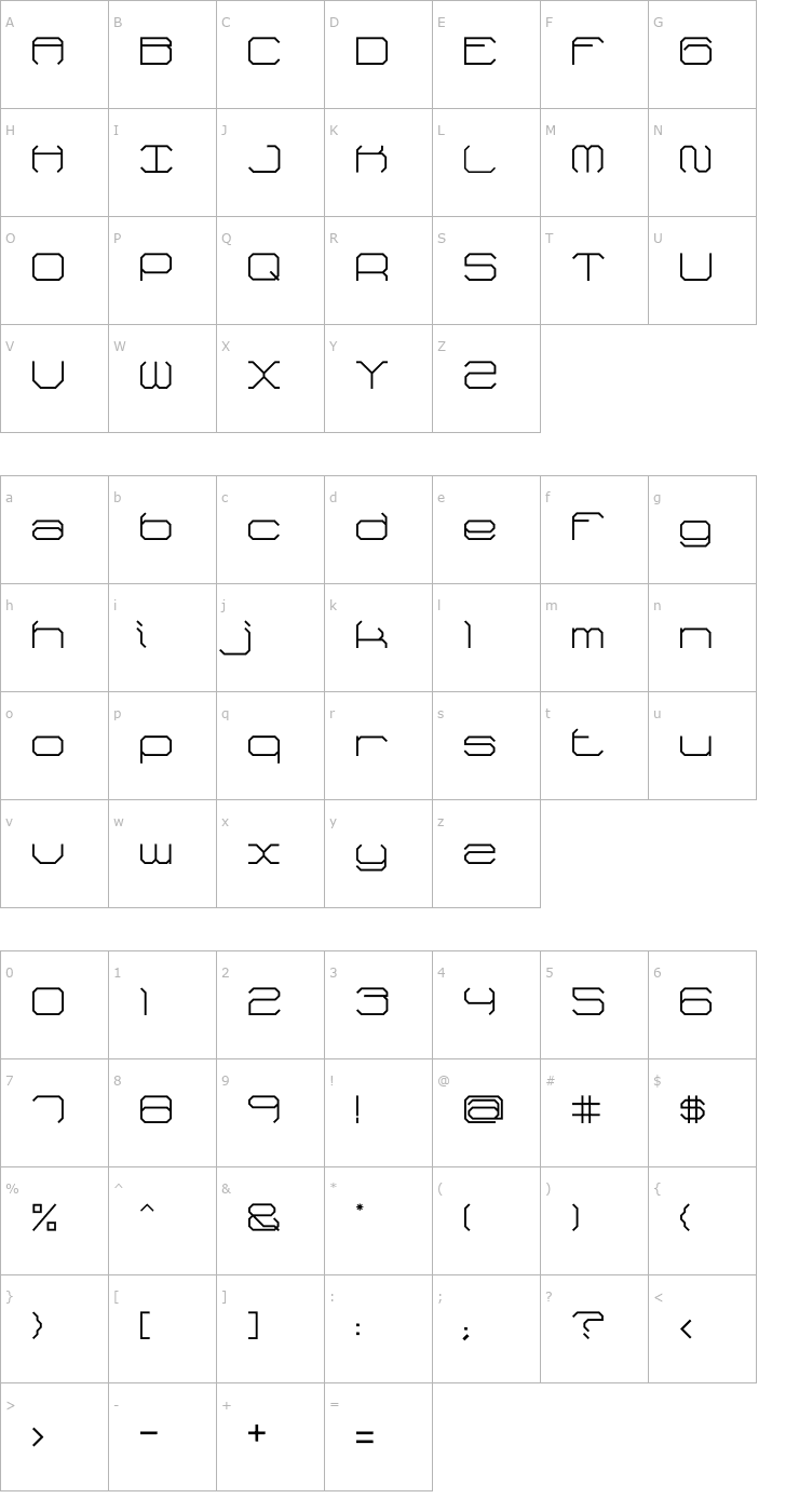 Character Map Fh_Reverse OTF Font