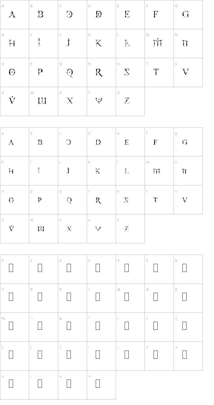 Character Map Fire Of Ysgard Carved In Stone Font