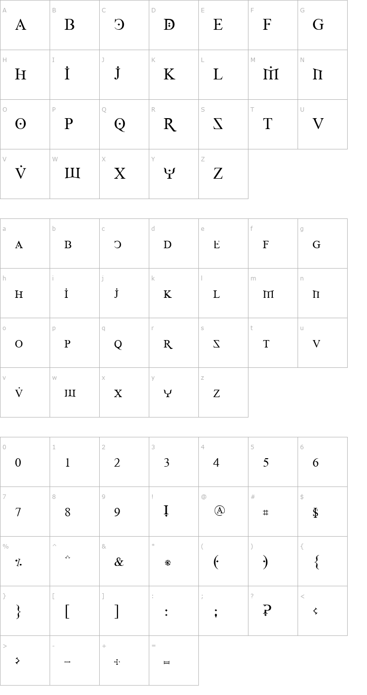 Character Map Fire Of Ysgard Regular Font