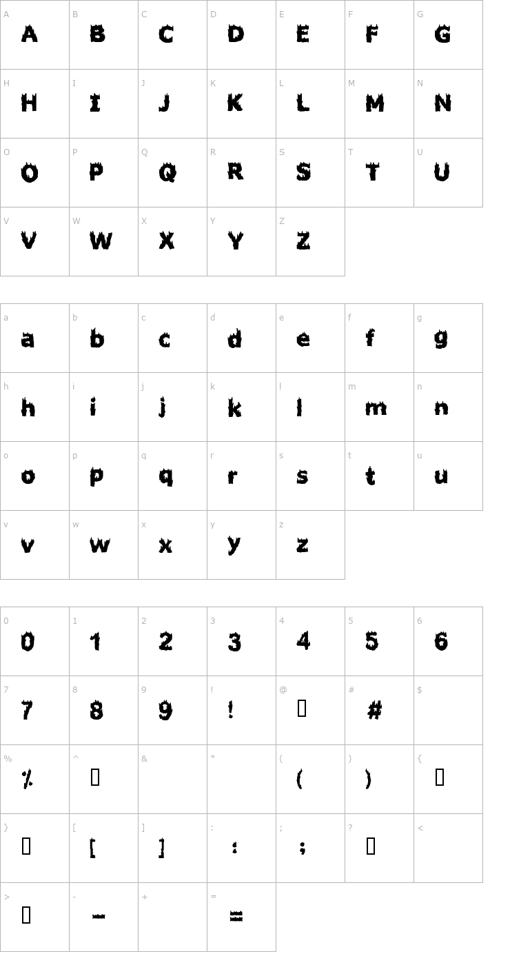 Character Map Fire Starter Font