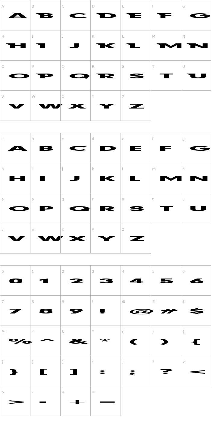 Character Map First Blind Font