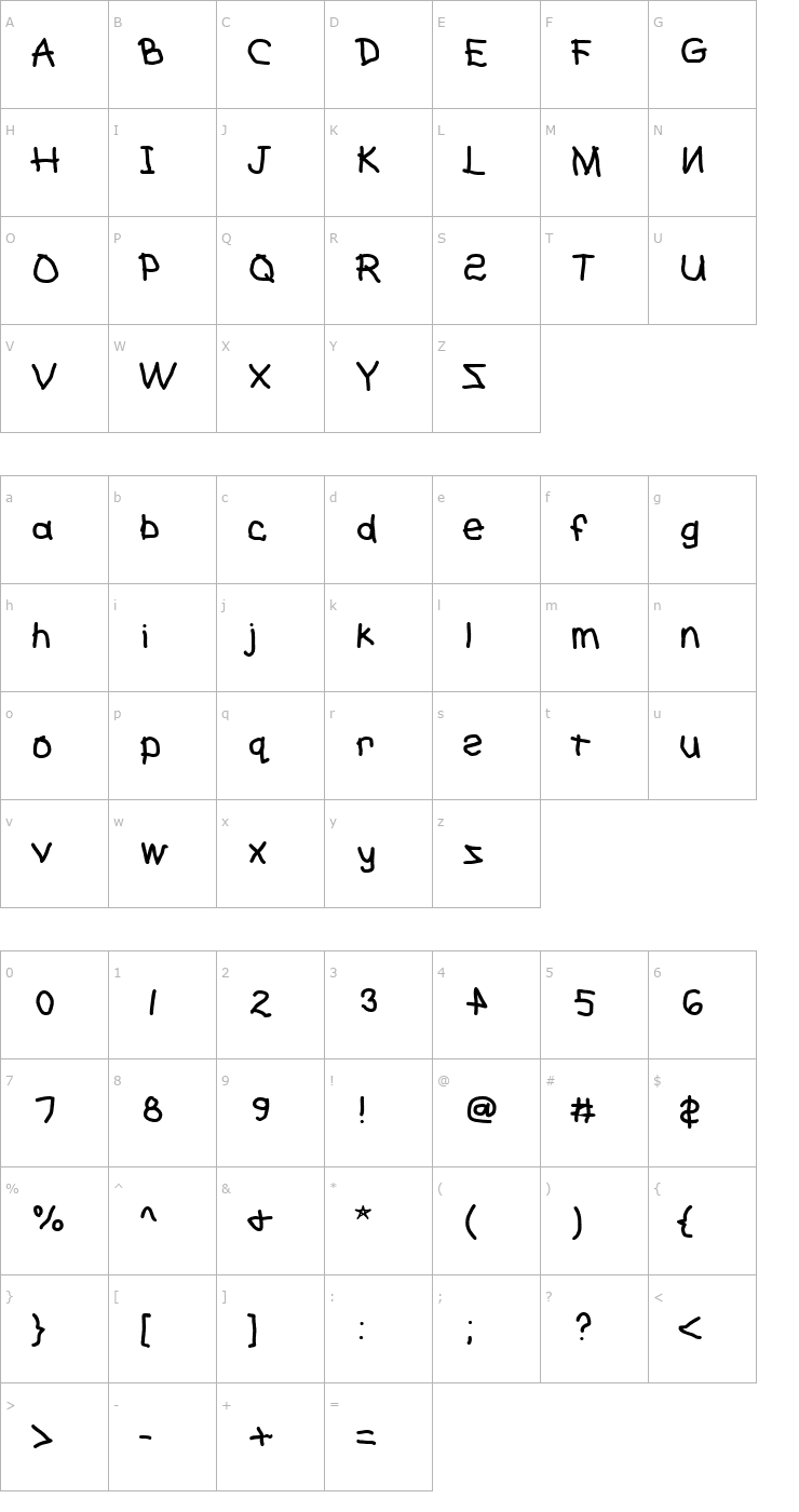 Character Map First Grade Font