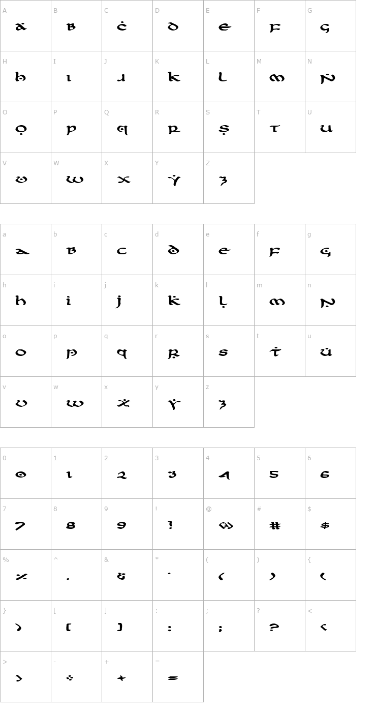 Character Map First Order Expanded Font