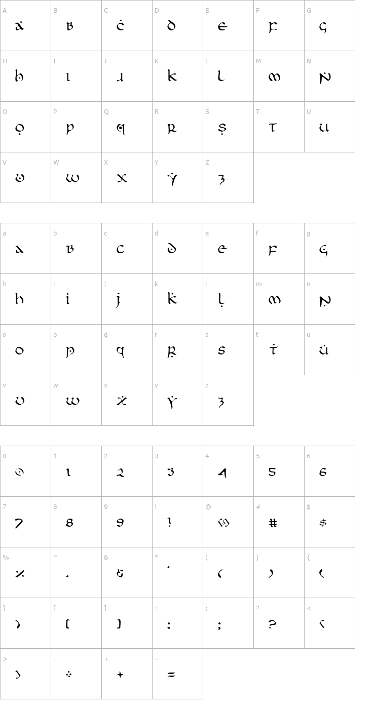 Character Map First Order Light Font