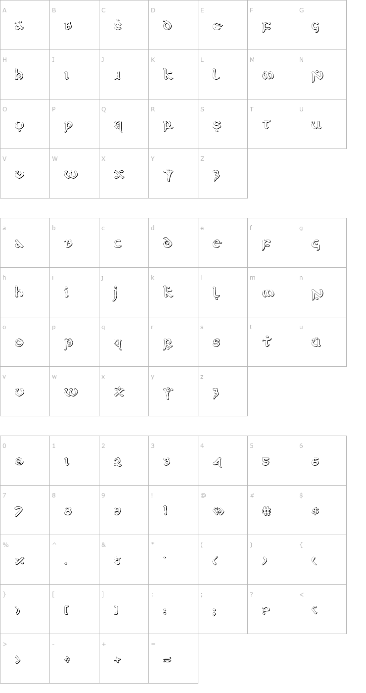 Character Map First Order Shadow Font