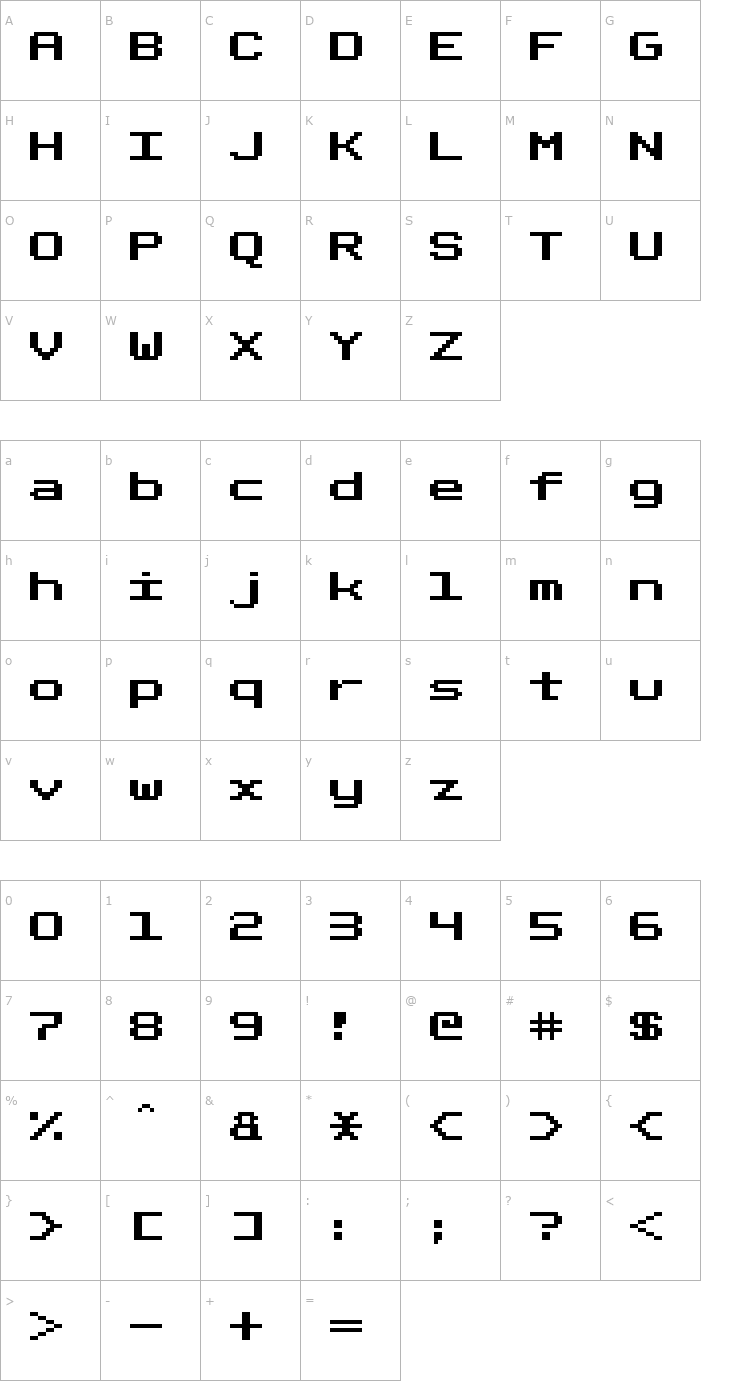 Character Map Fixed_bold Font