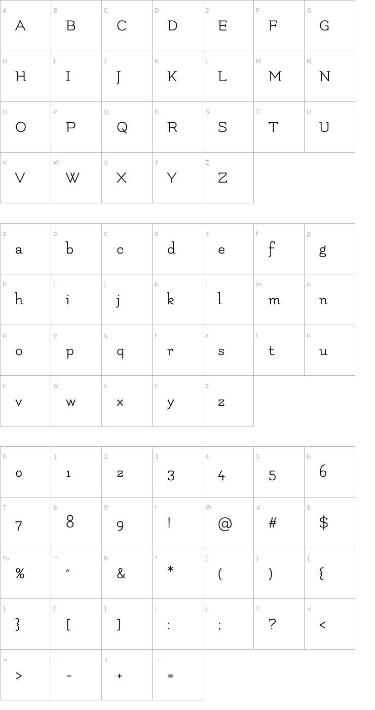 Character Map Flamenco Font