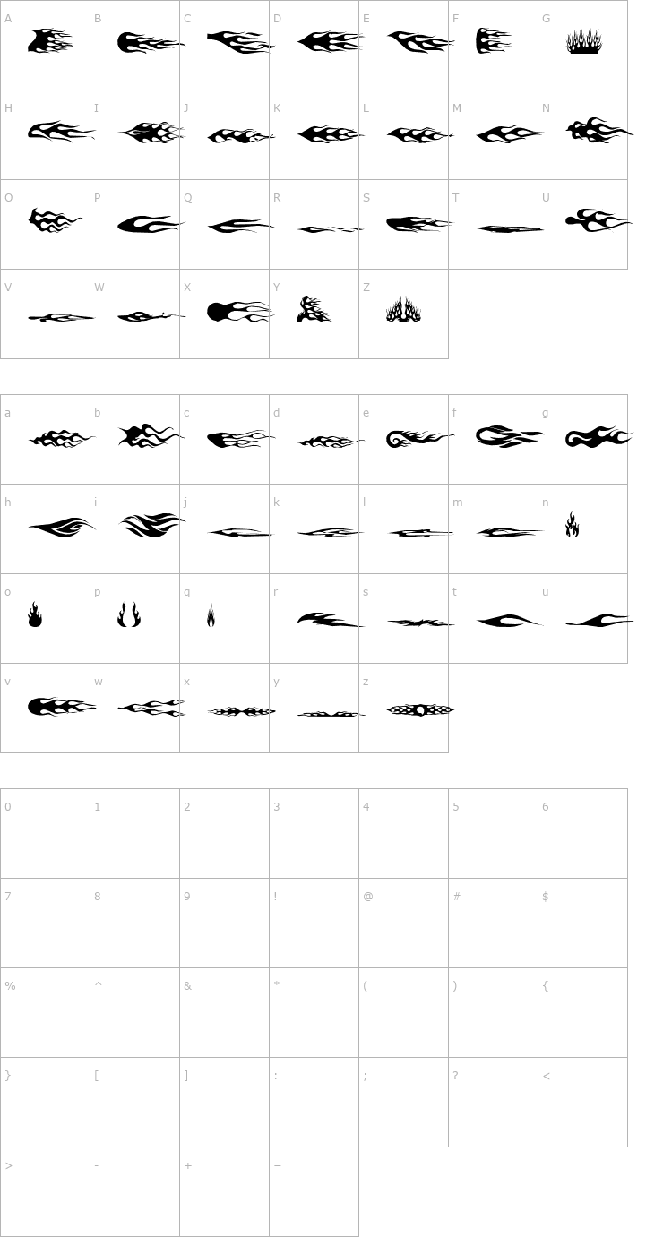 Character Map Flamez Font