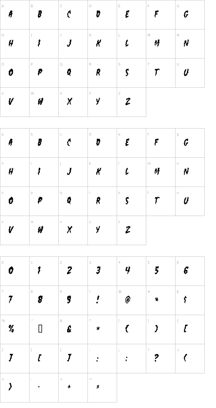 Character Map flamin poo Font