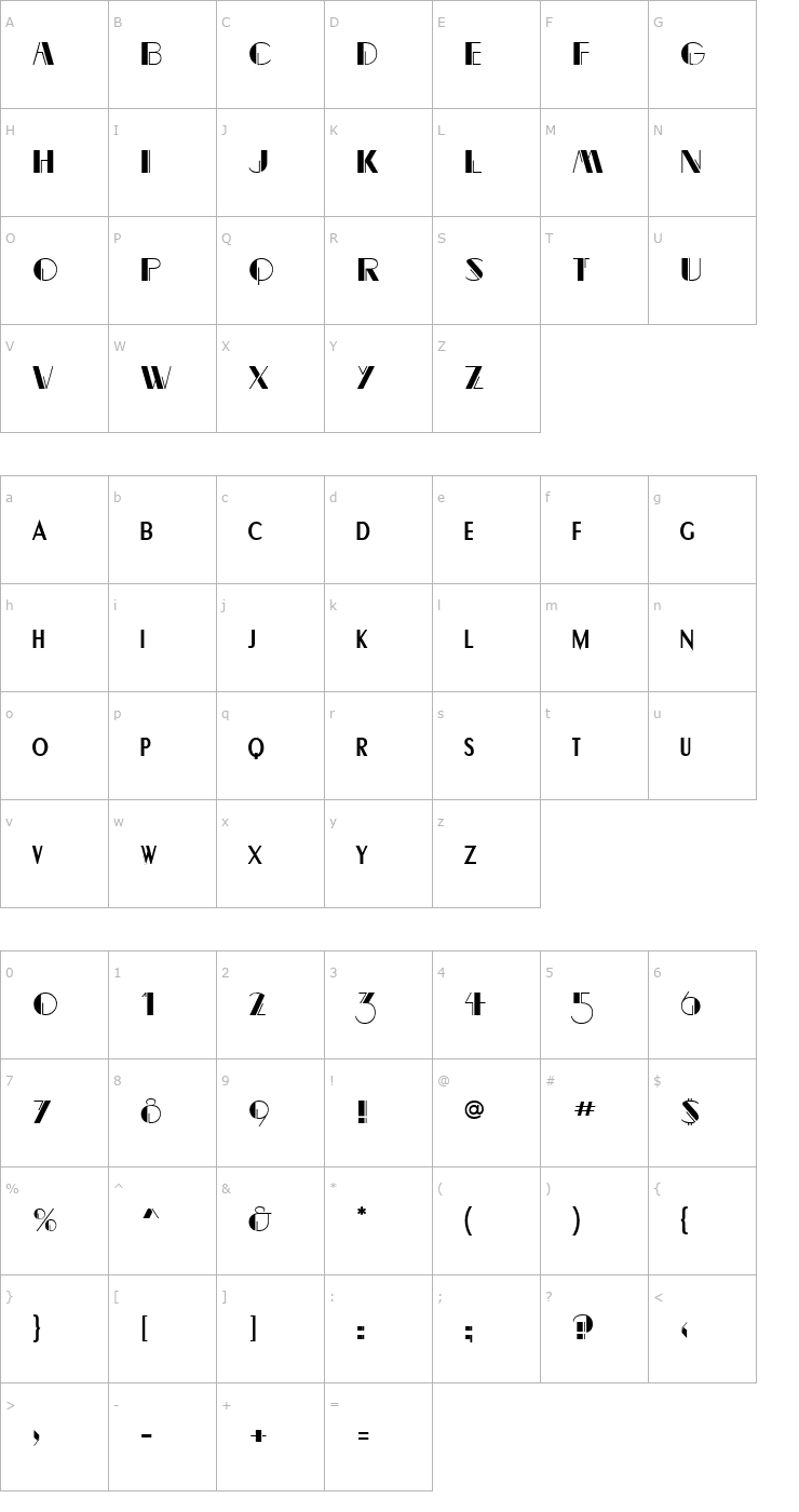 Character Map Flapper Normal Font