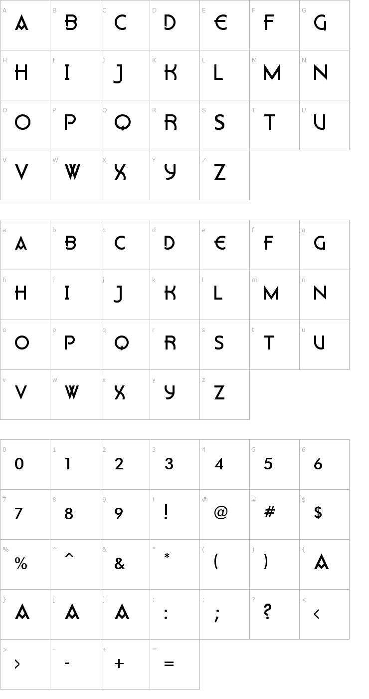 Character Map Flatey Font