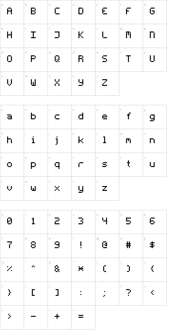 Character Map Fleftex Mono Font