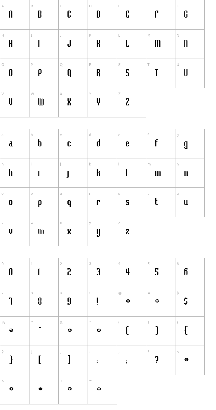 Character Map Flintstone Extended Normal Font