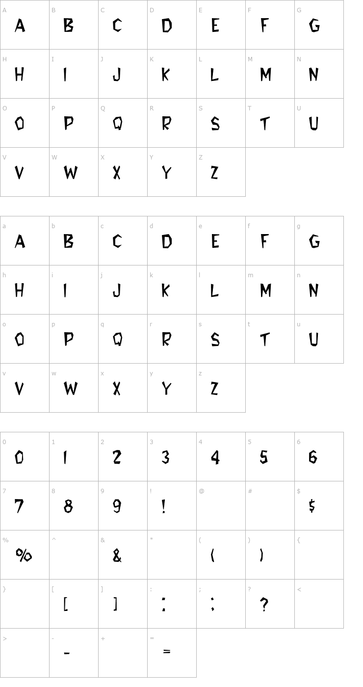 Character Map Flintstone Font