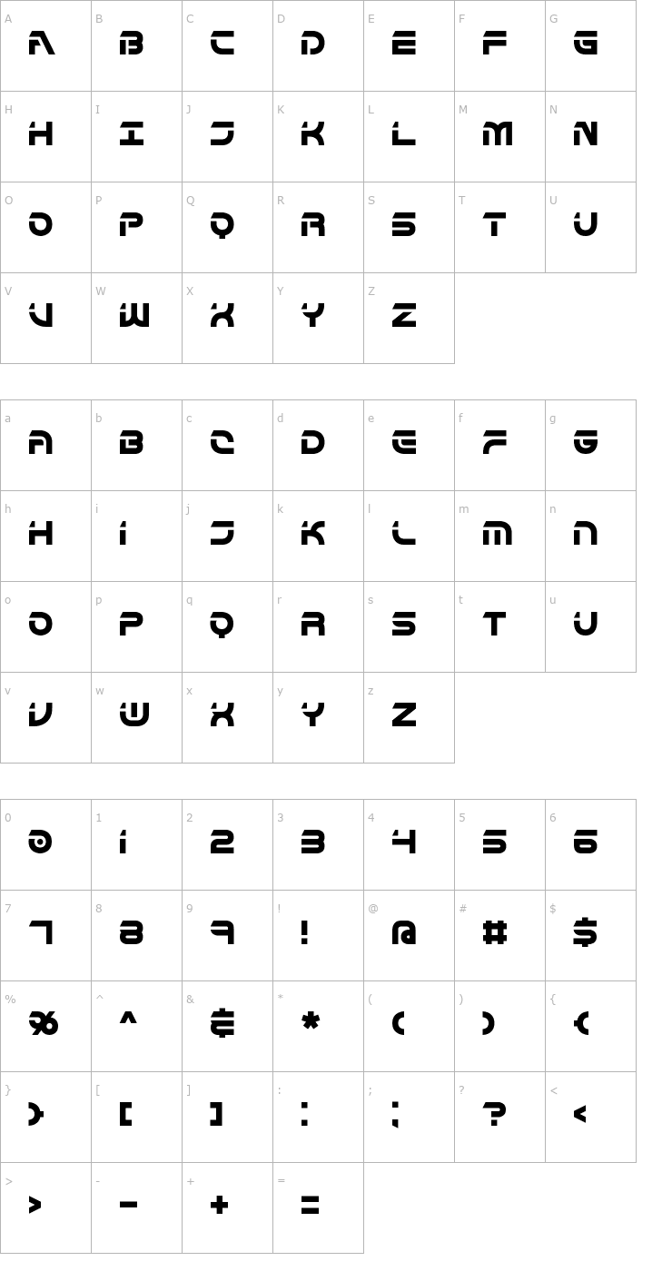 Character Map Flipside Font