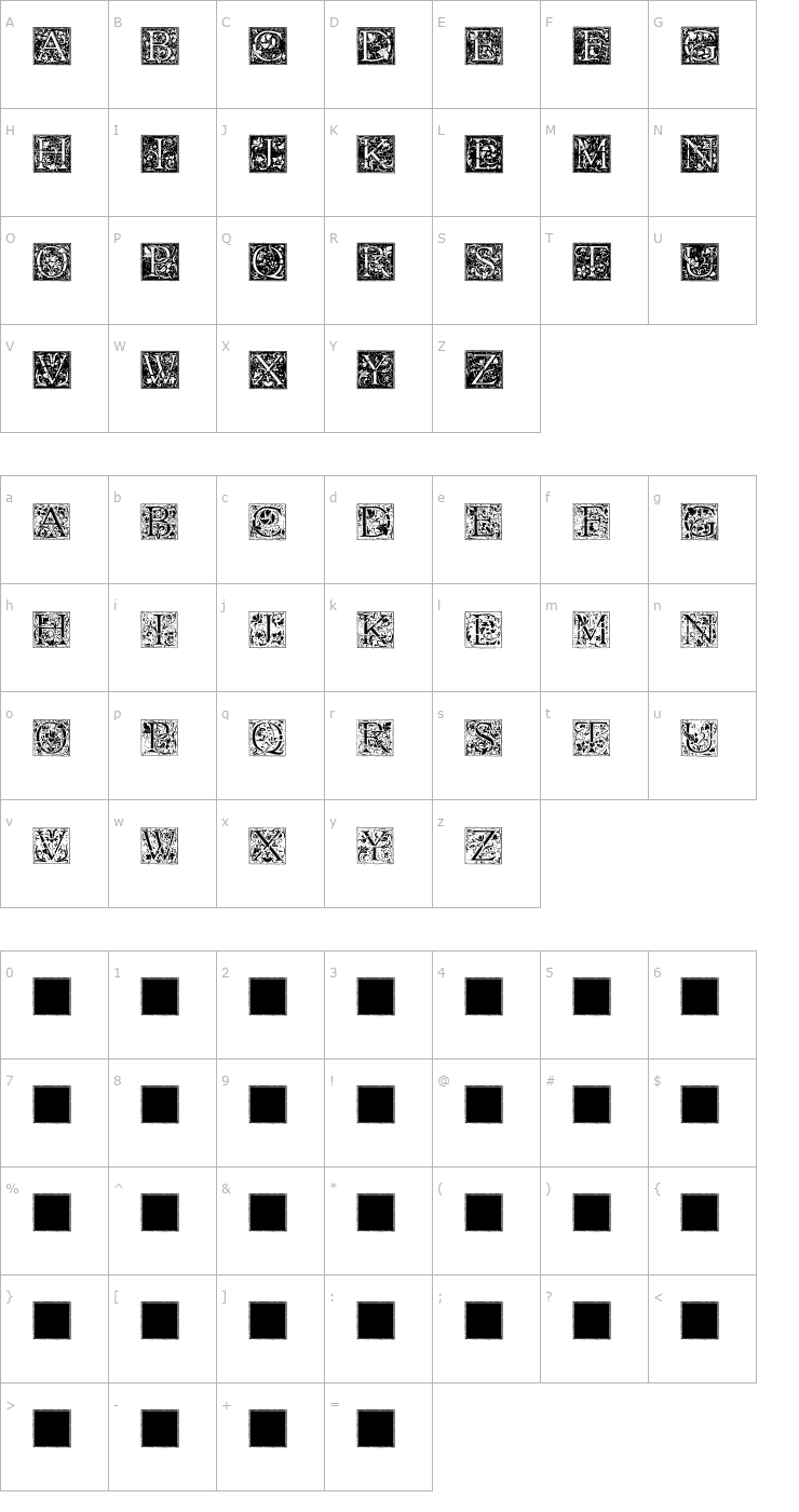 Character Map Florana_Initials Font