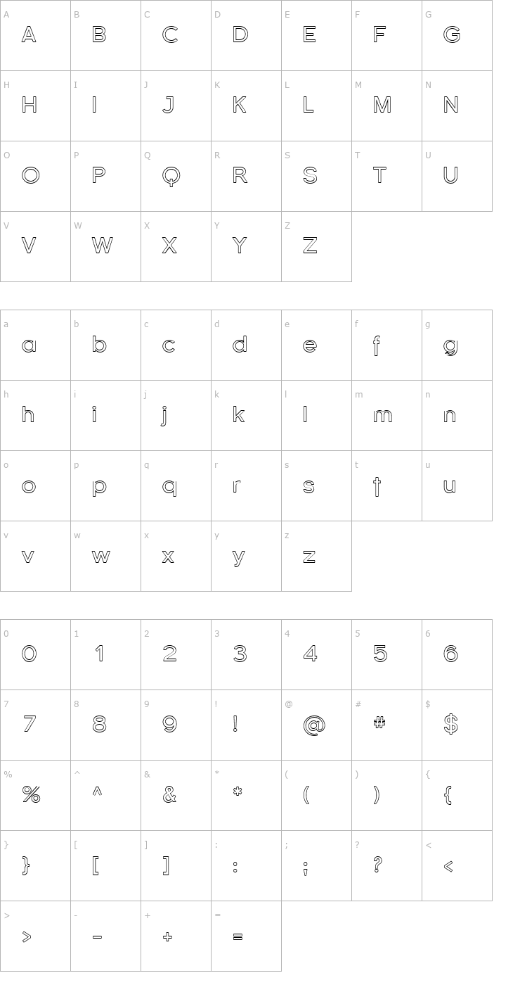 Character Map Florencesans Outline Font