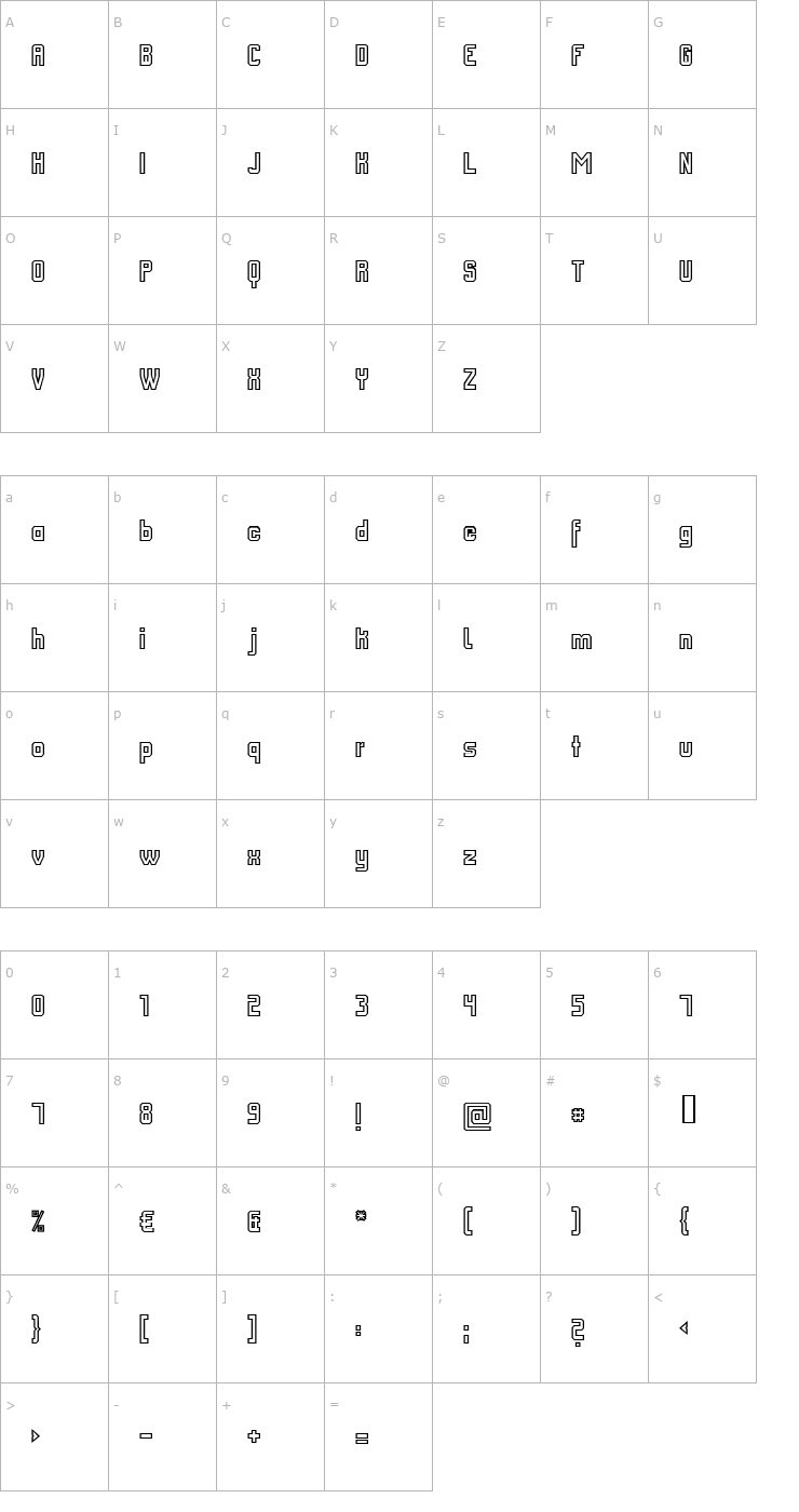 Character Map FM College Team outline Font