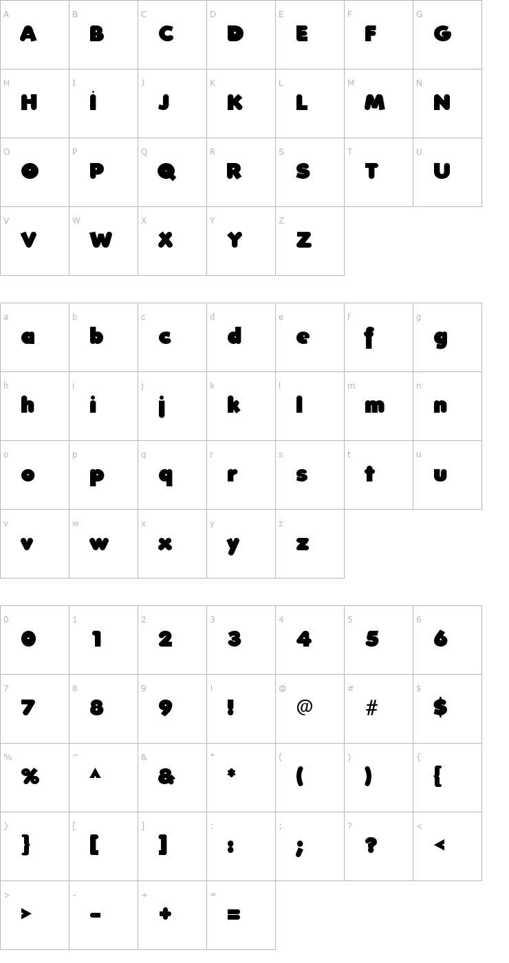 Character Map FolksXX Heavy Font