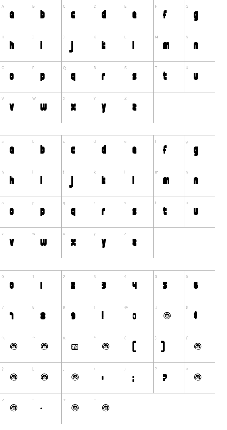 Character Map font twelve good fatty Font