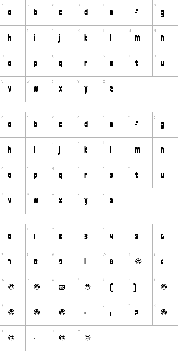 Character Map font twelve good Font