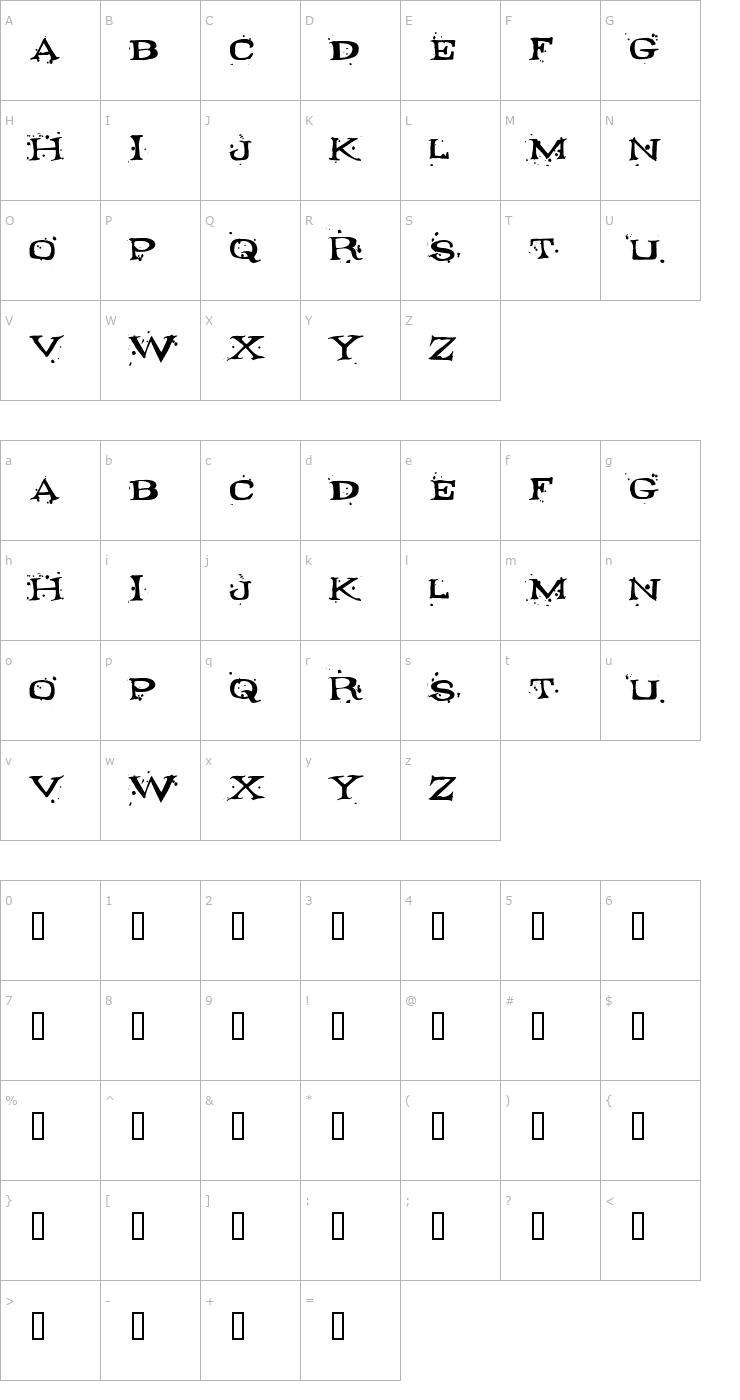 Character Map Fontocide Font