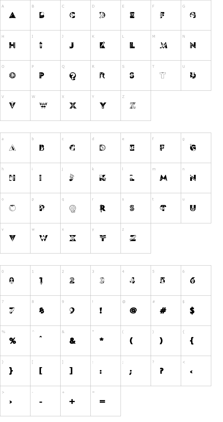 Character Map Fonture Regular Font