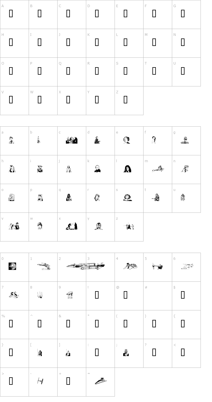 Character Map Forced Reentry Font