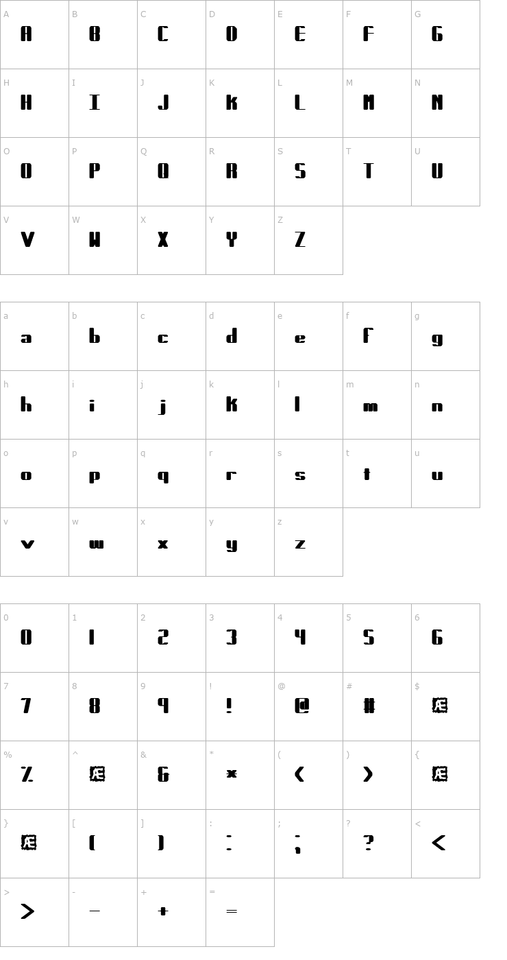 Character Map Forcible (BRK) Font