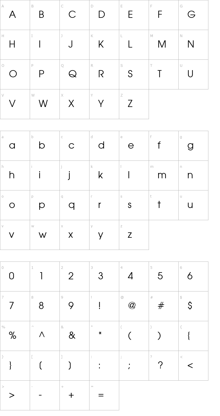 Character Map ForefrontSH Book Font