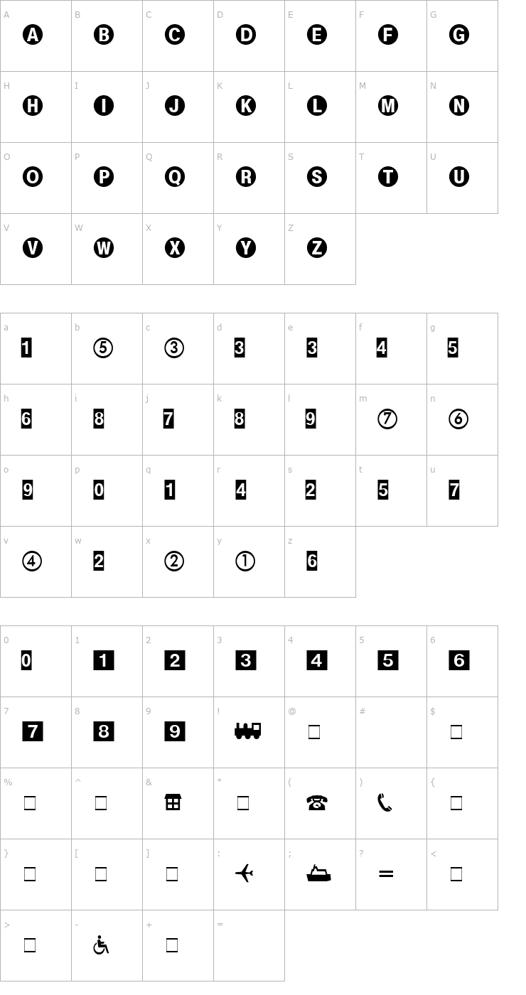 Character Map Format Pi One SSi Font