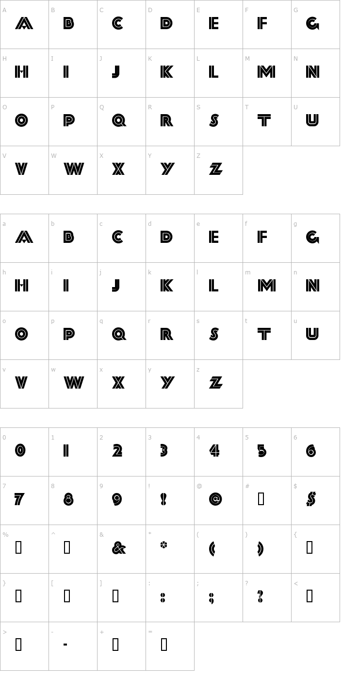 Character Map Forty Second Street Font