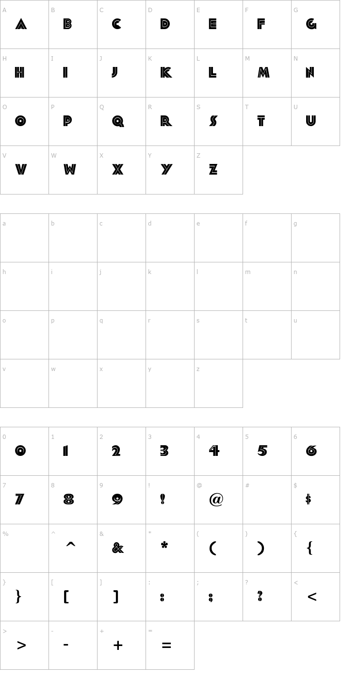 Character Map Forty-SecondStreet Font