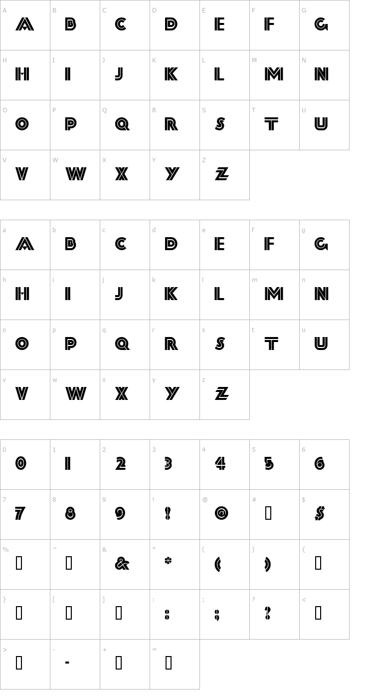 Character Map FortySecondStreetHB Font