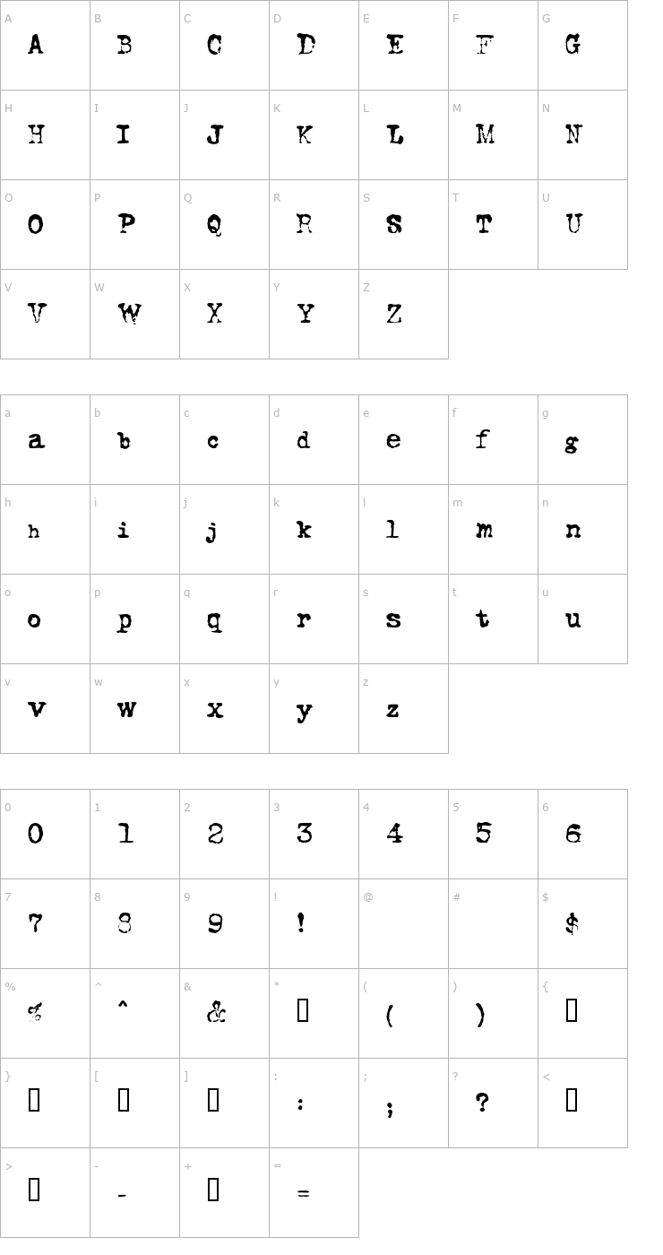 Character Map FoxScript Normal Font