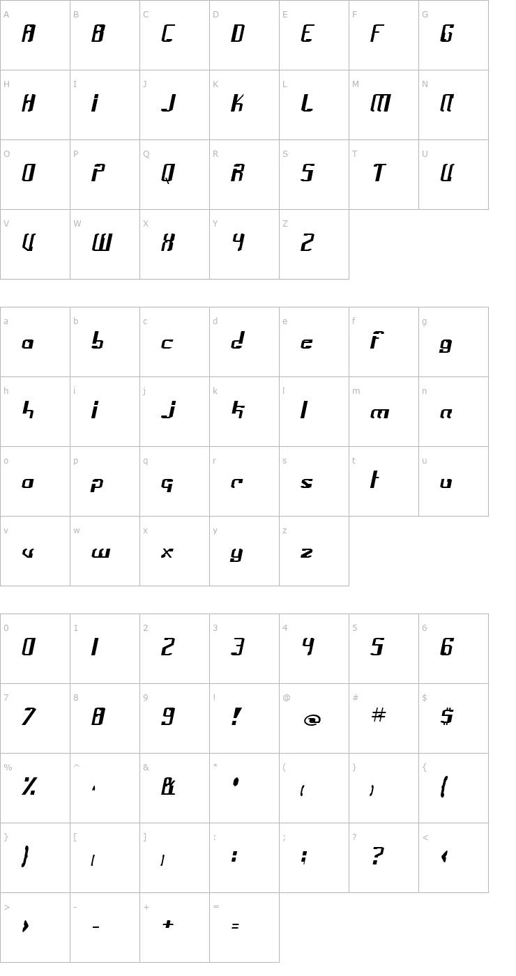 Character Map Frak Font