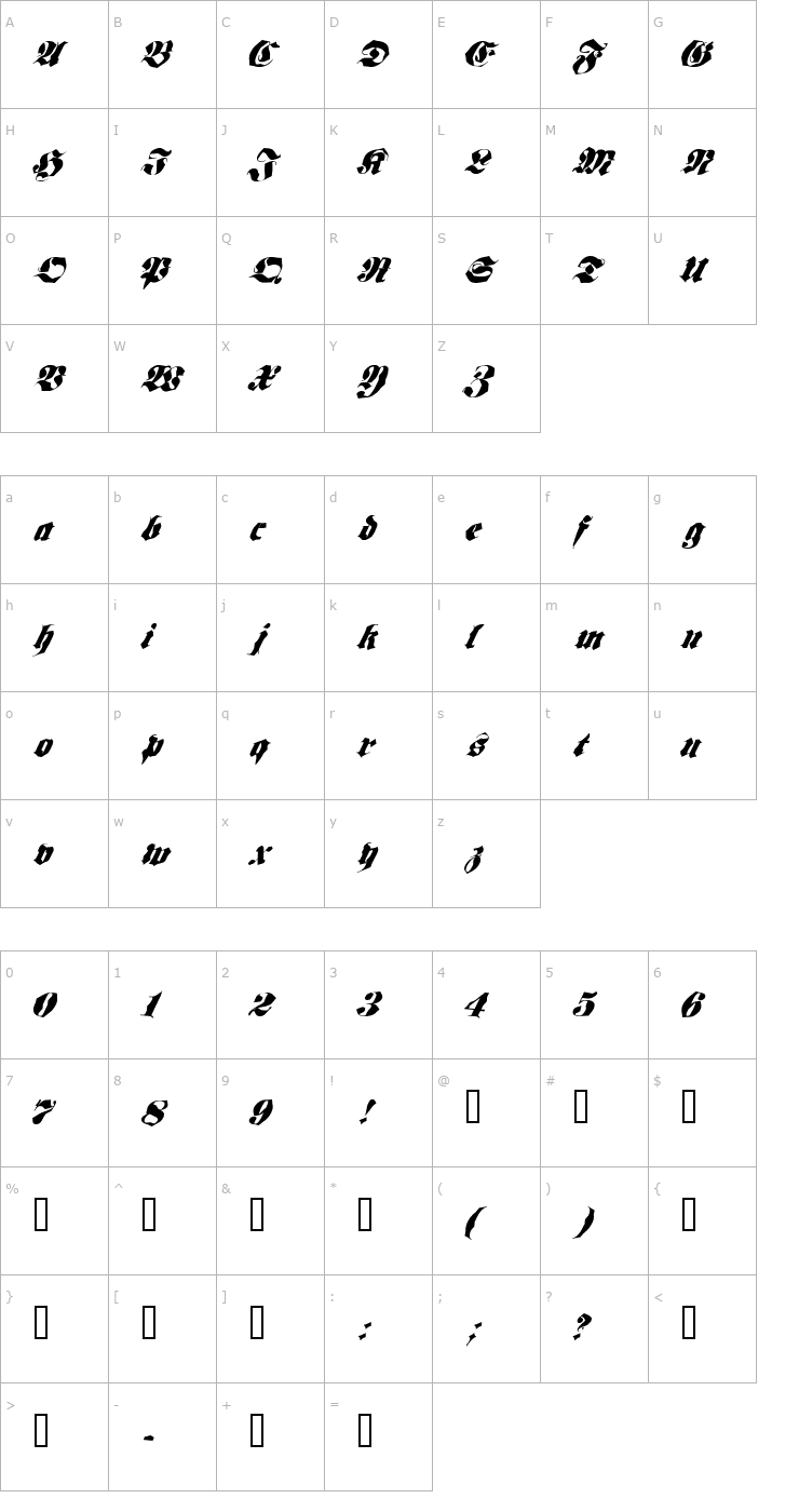 Character Map Frakt Font