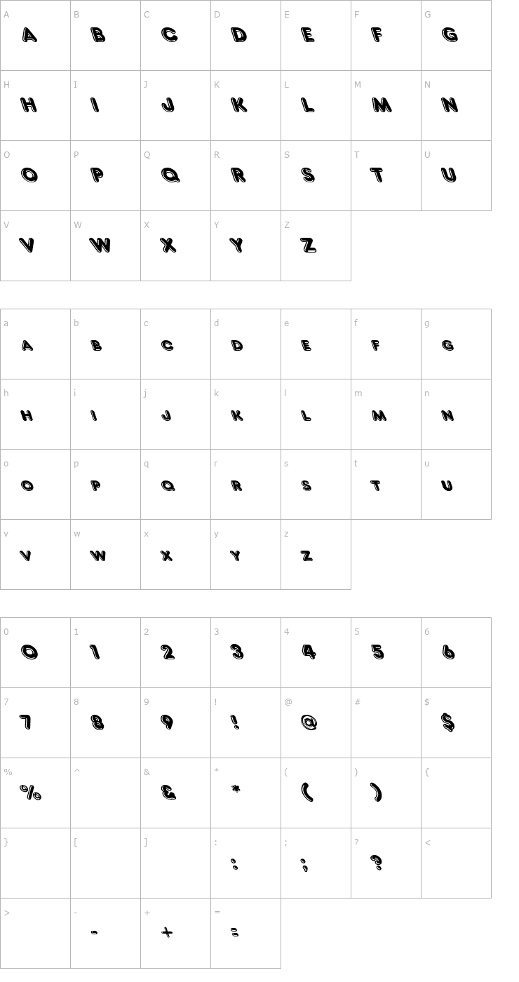 Character Map Frank Lazy Font