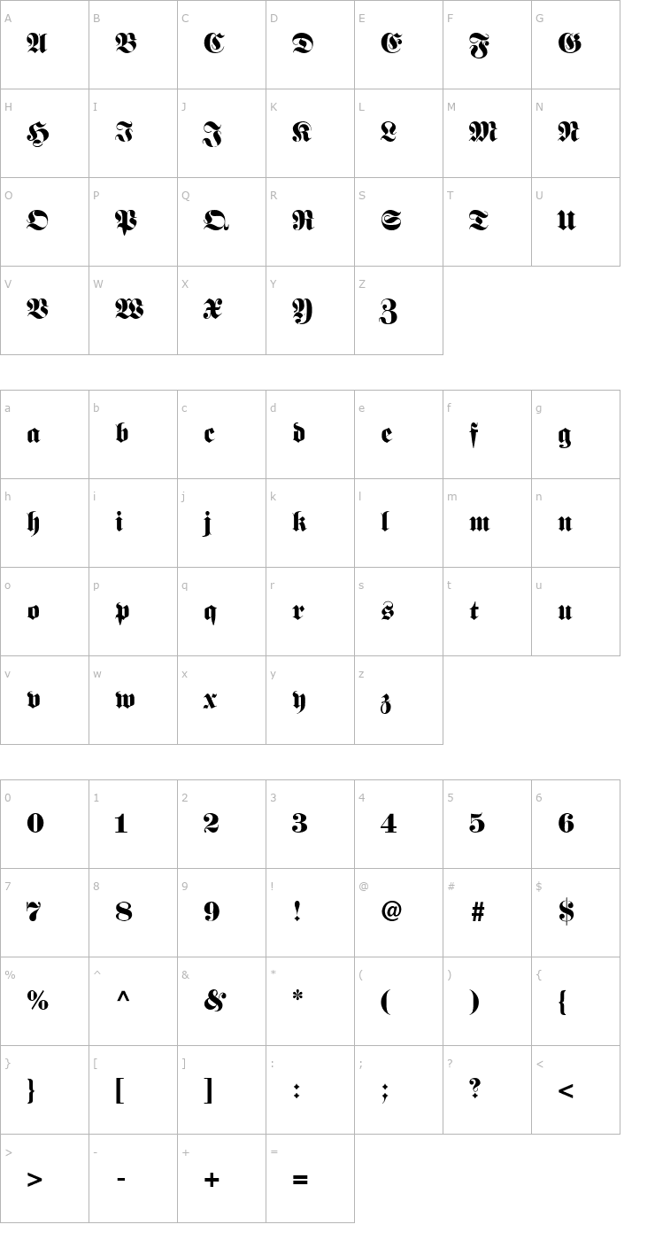 Character Map Frank Normal Font