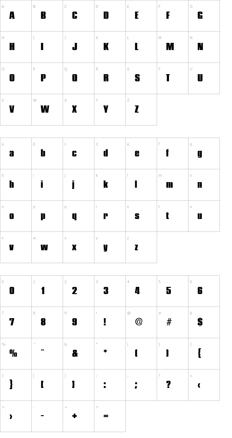 Character Map FrankBecker-Heavy Font