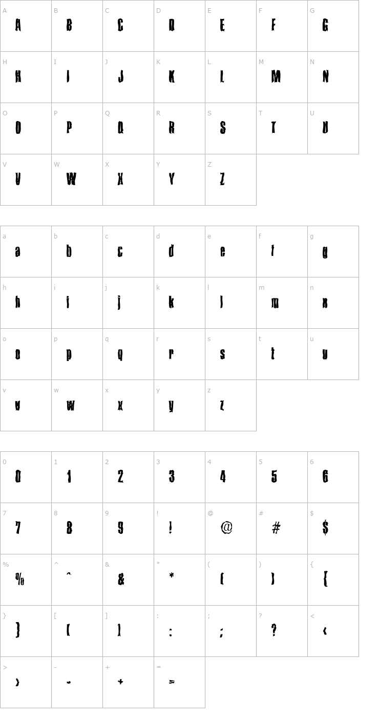 Character Map FrankBeckerRandom-Bold Font