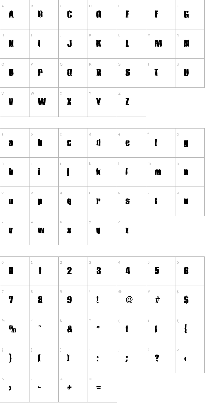 Character Map FrankBeckerRandom-Heavy-Regular Font