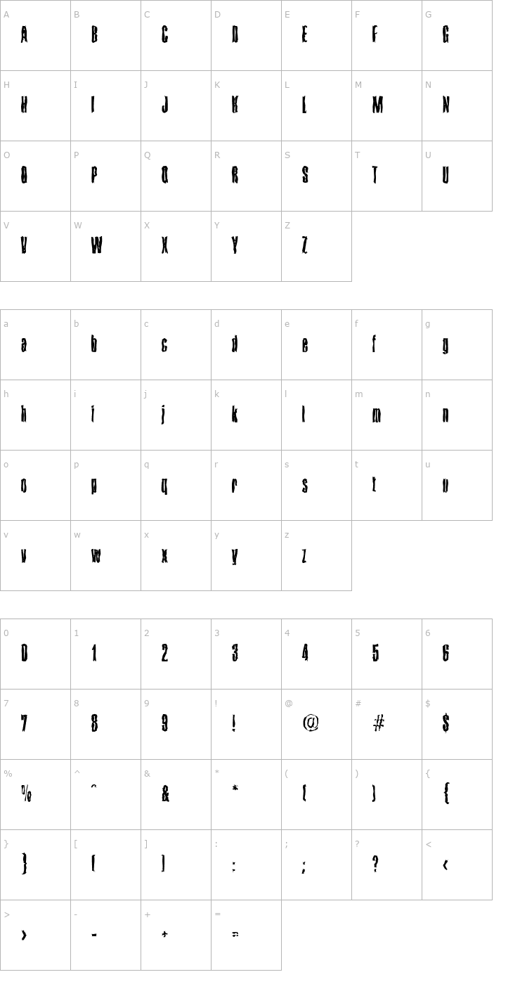 Character Map FrankBeckerRandom-Regular Font