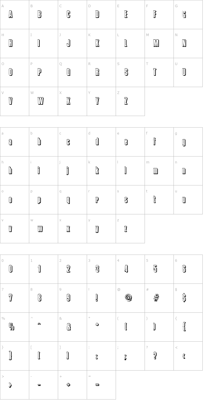 Character Map FrankBeckerShadow-Bold Font