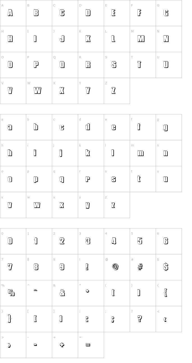 Character Map FrankBeckerShadow-Heavy-Regular Font