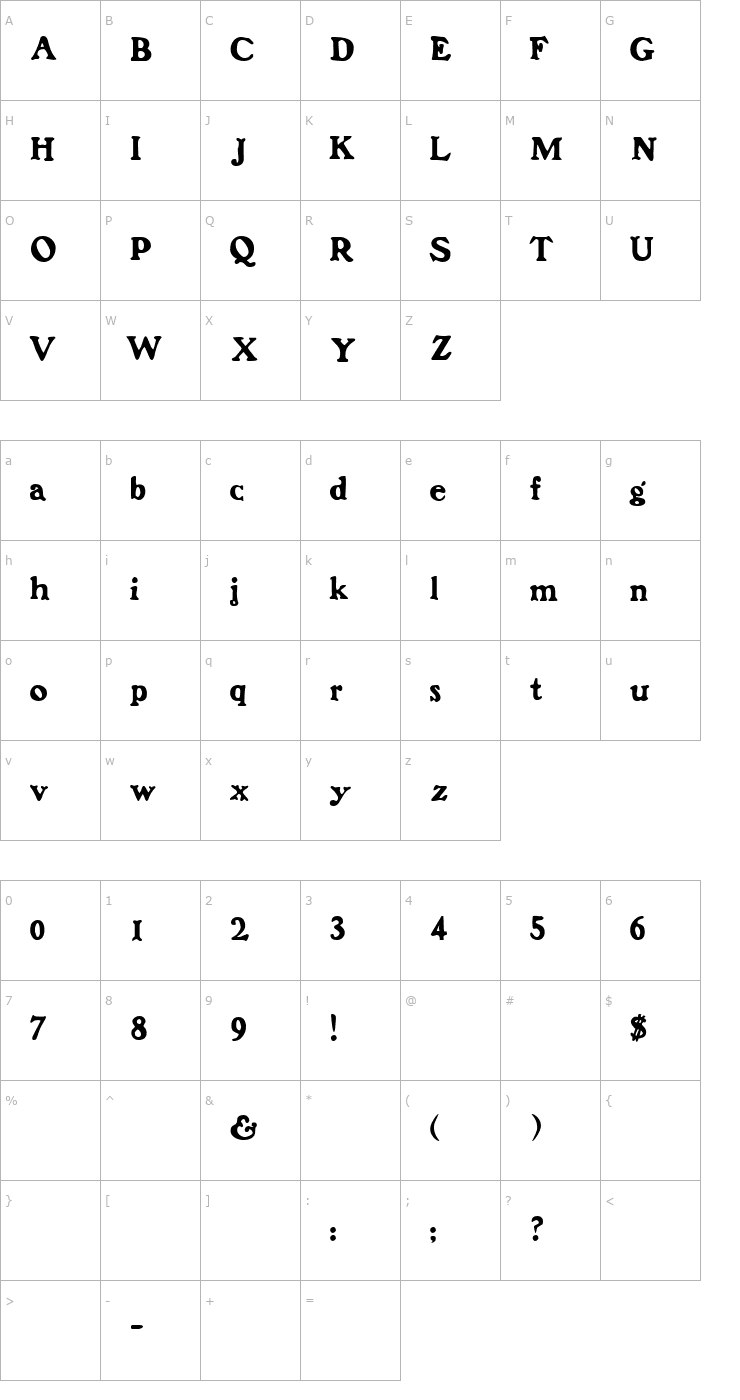 Character Map Franken Regular Font