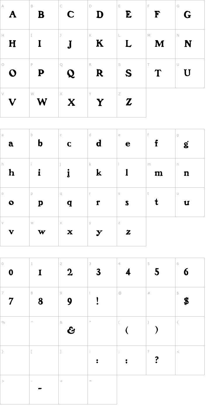 Character Map FrankenFont Font