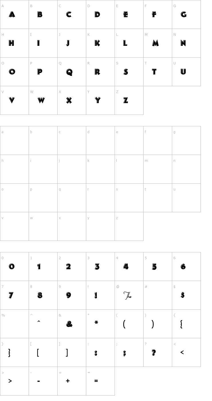 Character Map Franken's-SteinA Font