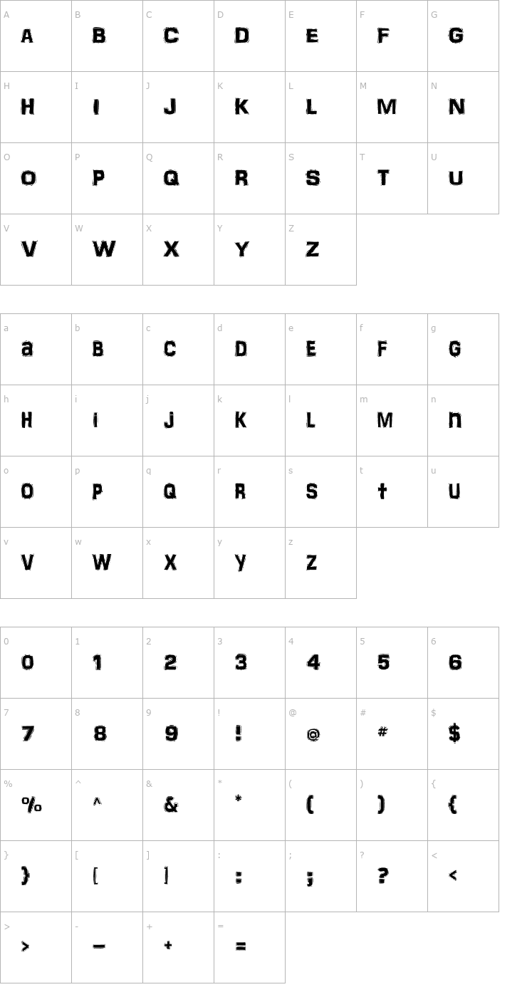 Character Map FrankenTOHO Font