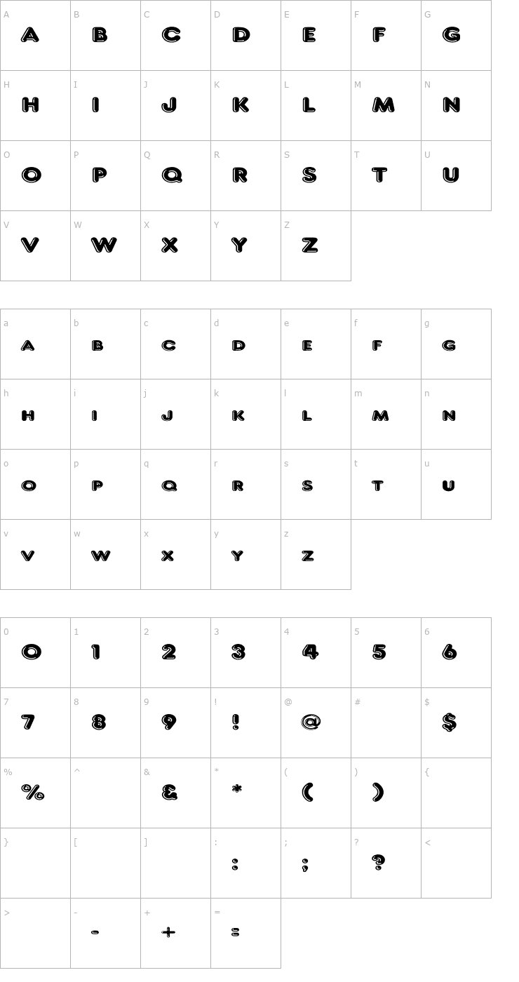 Character Map Frankfurt Wide Font